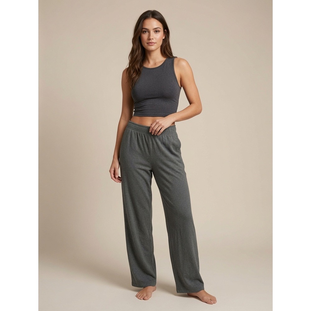 J. Crew‎ Wide Leg Cloud Spun Sweatpants Green Heather Large NEW Lounge